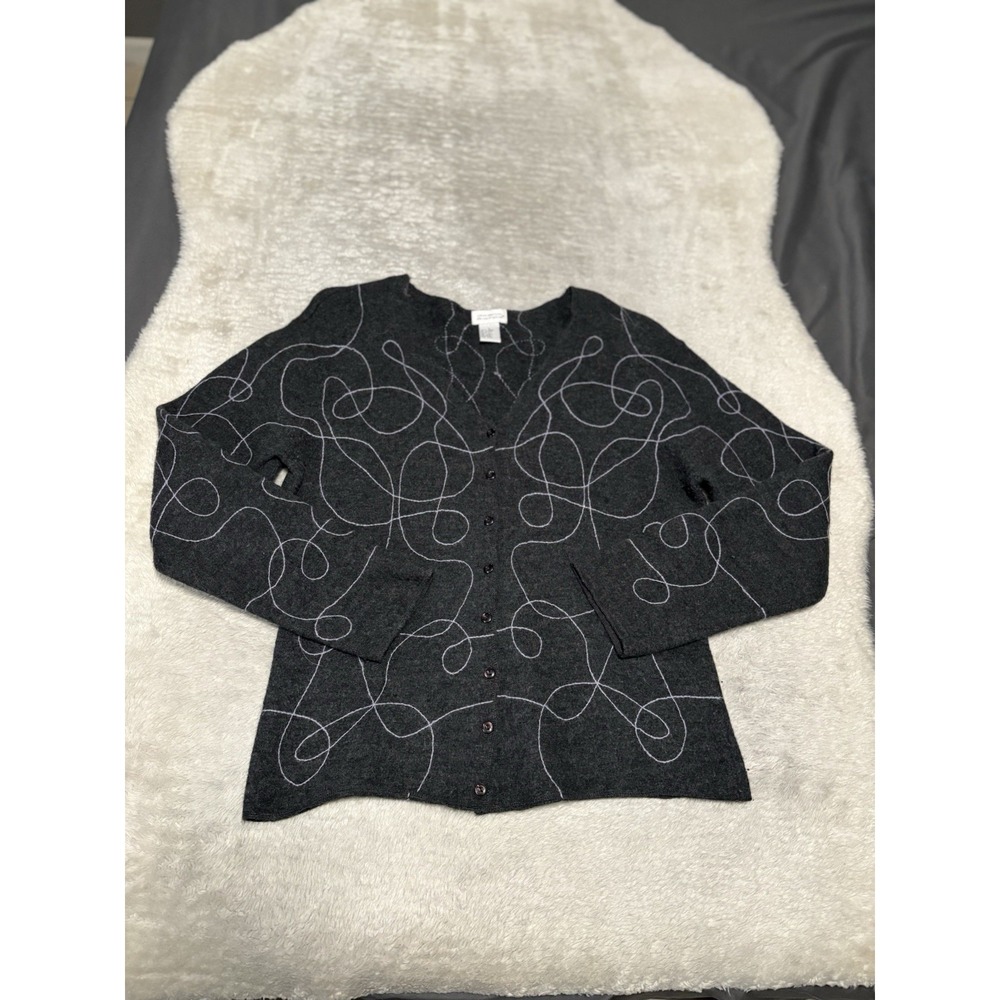 New Deane & White Womens Wool Charcoal Button Cardigan Sweater‎ Large